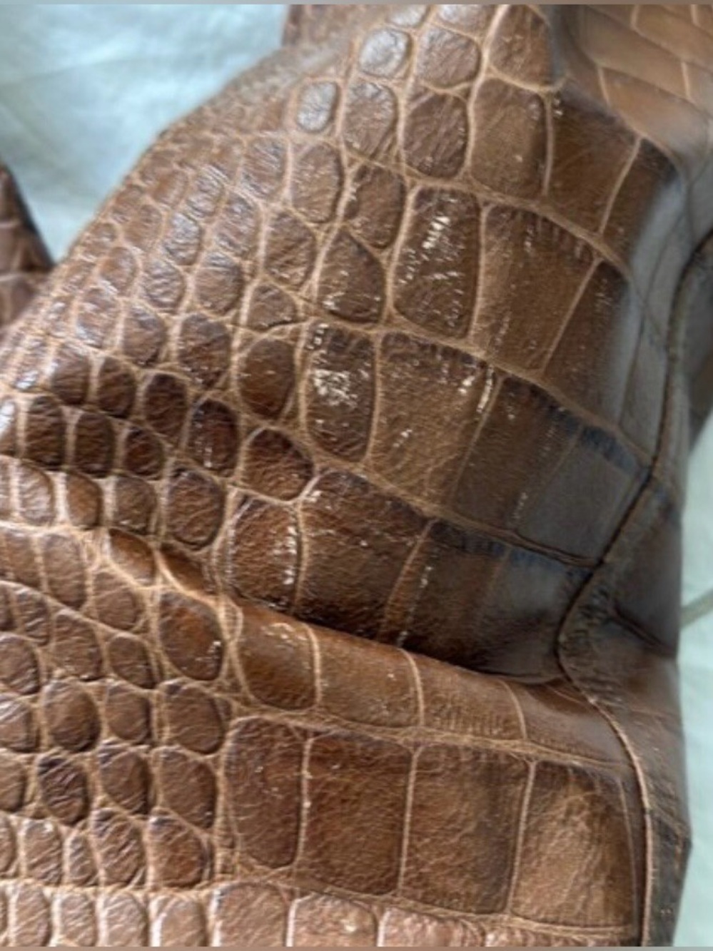 RALPH LAUREN COLLECTION BREANNA CROCODILE LEATHER JACKET IN TOFFEE - Picture 13 of 15